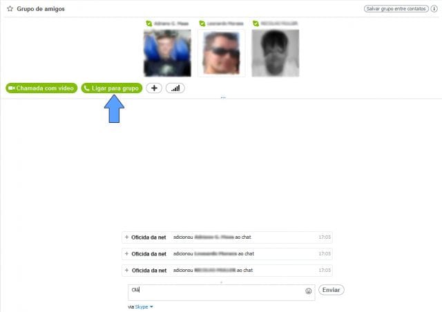 conversa em video no skype com tres pessoas