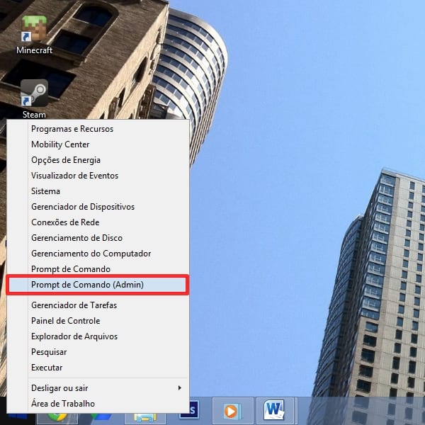 Acessando o Prompt de Comando (admin)