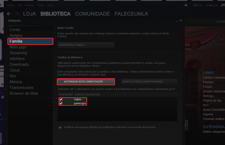 Como compartilhar jogos entre contas do Steam