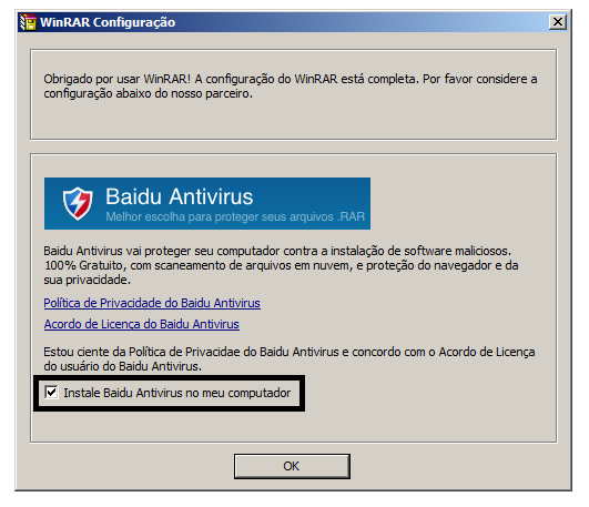 PUP na instalação do WinRAR