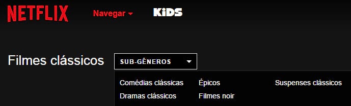 Como navegar no Netflix por categorias?