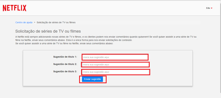 Netflix tem página para enviar sugestões de títulos