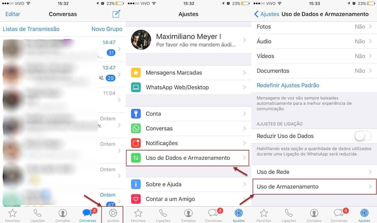 Armazenamento whatsapp iphone