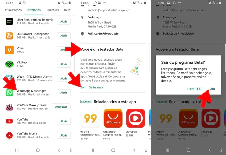 WhatsApp beta pedi para atualizar, mais não tem atualização