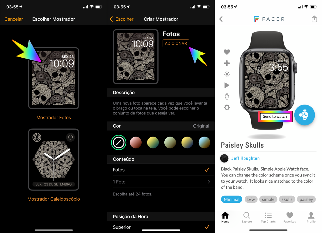 Crie mostradores personalizados do Apple Watch para combinar com