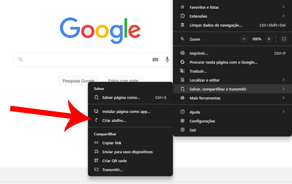 Passo 3 de: Como fixar o Google na barra de tarefas do Windows 11 pelo Chrome