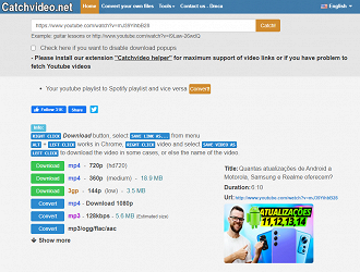 Baixar vídeo com o CatchVideo