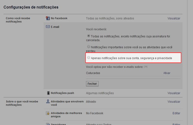 Como Desativar As Notificações Do Facebook No E Mail 8584