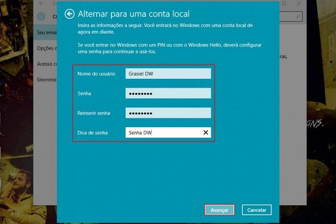 Como desvincular uma conta da Microsoft do Windows 10?