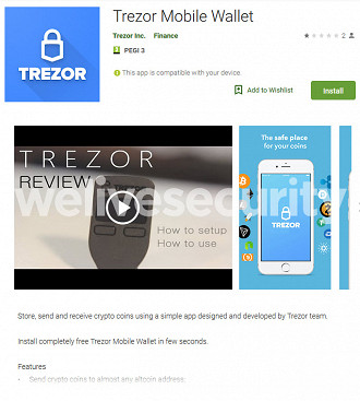 Falso Trezor já não aparece mais na Google PlayStore