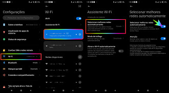 Configurações > WiFi > clique na sua conexão > Selecionar melhores redes automaticamente > ativar.