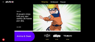 Interface da Pluto TV, plataforma de IPTV grátis. (Crédito: Pluto TV/Reprodução)