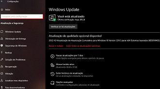 Captura de tela da atualização KB5018482 do Windows 10 versão 22H2. Fonte: Vitor Valeri