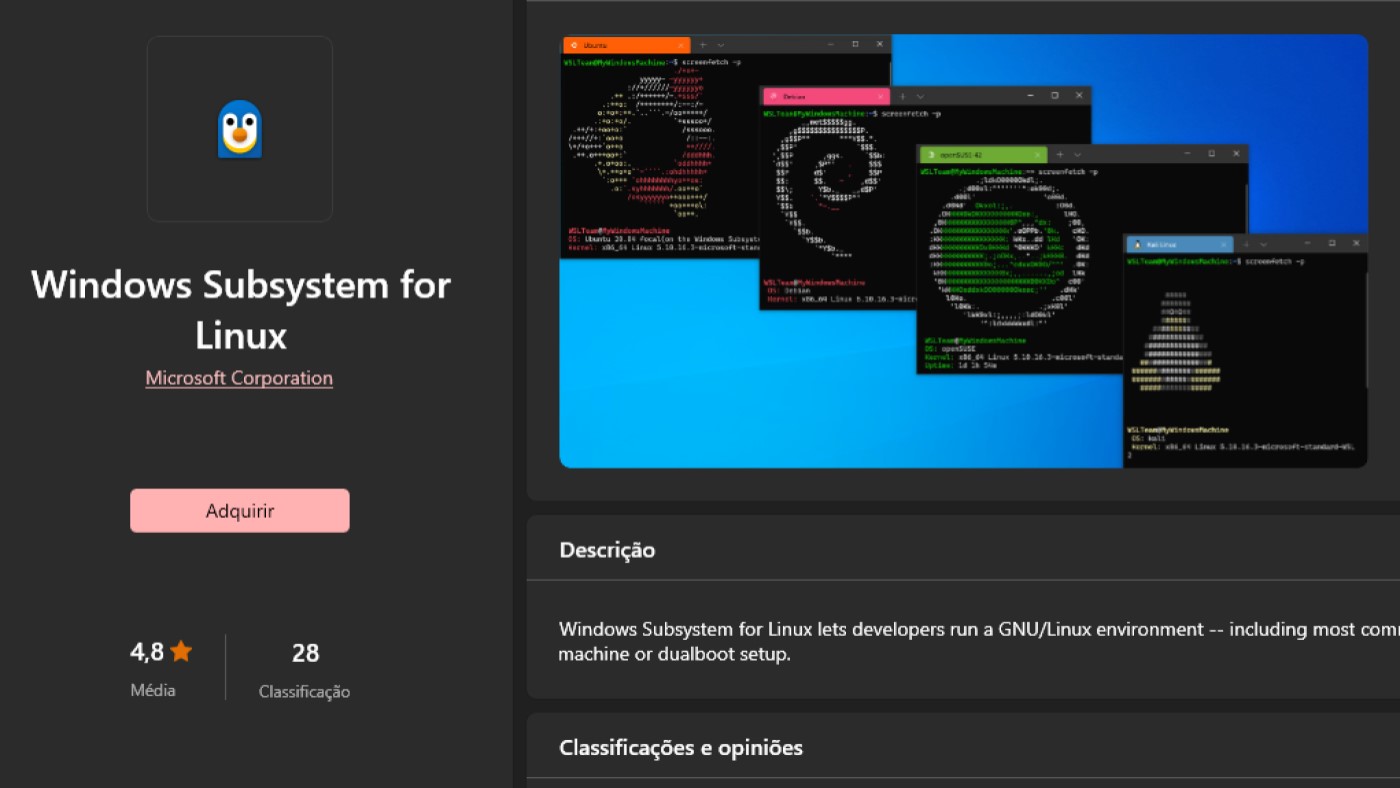Subsistema Do Windows Para Linux Wsl Agora Está Disponível Na Microsoft Store 0129