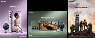Imagens promocionais do Galaxy S23+ e S23 Ultra