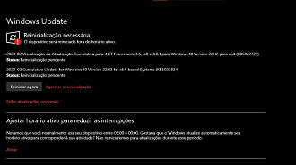 Captura de tela da atualização de jfevereiro de 2023 (KB5022834) do Windows 10 versão 22H2. Fonte: Vitor Valeri