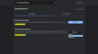 Habilitando os recursos necessários para melhorar a experiência da interface de downloads no Chrome. Fonte: Vitor Valeri