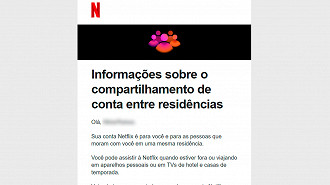 Email da Netflix enviado aos assinantes