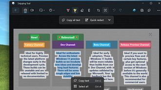 Captura de tela demonstrando o recurso Ações de Texto da Ferramenta da Captura (Snipping Tool) no Windows 11. Fonte: Microsoft