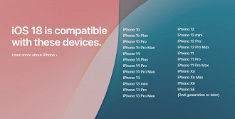 Lista de iPhones que vão atualizar. Foto Apple