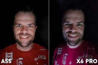 Selfie noturna A55 vs X6 Pro