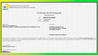 Certificao da Anatel do Razr 50 Ultra (XT2451-3)