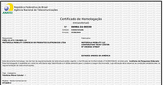 Certificado de homologação Anatel do modelo XT2409-2