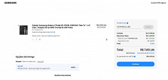 Samsung Galaxy Z Fold6 5G está em promoção por R$ 7.451,46.