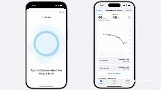 O teste de audição do novo AirPods Pro 2 tem base científica.. Imagem: Apple/Reprodução