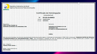 Certificado da Anatel do modelo SM-S721B