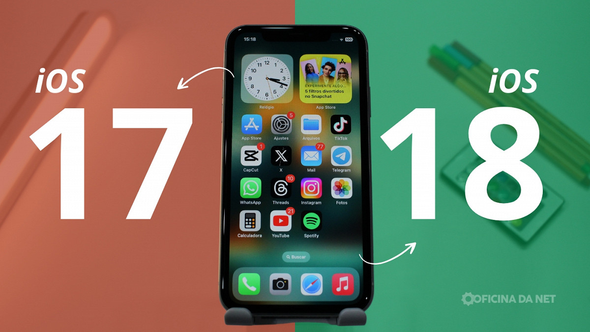 Você vai poder escolher ficar com o iOS 17 em vez de instalar o iOS 18.