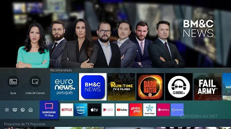 Samsung TV Plus recebe novo canal BM&C News. Imagem: Samsung/Reprodução