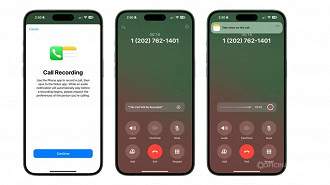 Essas são as primeiras imagens do recurso de gravação de chamadas do iOS 18.1. Imagem: Reprodução