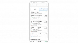 Nova aba Cheapest exibe as buscas  mais baratas encontradas. Imagem: Google/Reprodução