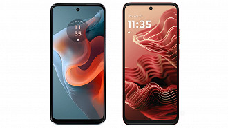 Comparativo de tela: Moto G34 (a esquerda) e Moto G35. Imagem: Oficina da Net