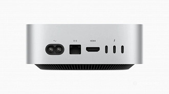 Traseira do Apple Mac mini. Imagem: Apple/Reprodução