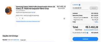 Watch Ultra em promoção no site da Samsung