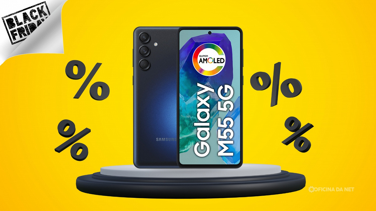 Galaxy M55 5G em oferta. Imagem: Oficina da Net