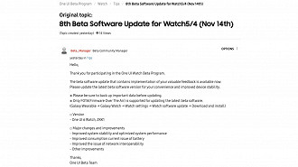 One UI Watch 6 Beta chega ao Galaxy Watch 4 e 5. Imagem: Reprodução