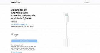 Adaptador Lightning para fones de ouvido esgotado no site da Apple Brasil