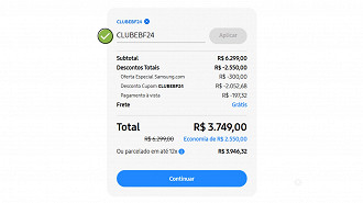 Lembre-se que para chegar nesse valor é necessário aplicar o cupom CLUBEBF24 na tela de pagamento