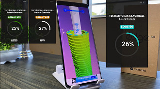 Duas horas jogando Stackball no Galaxy A55 e Moto Edge 50