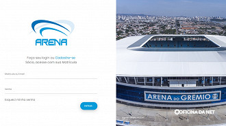 Tela de cadastro para o reconhecimento facial na Arena do Grêmio. Imagem: Reprodução