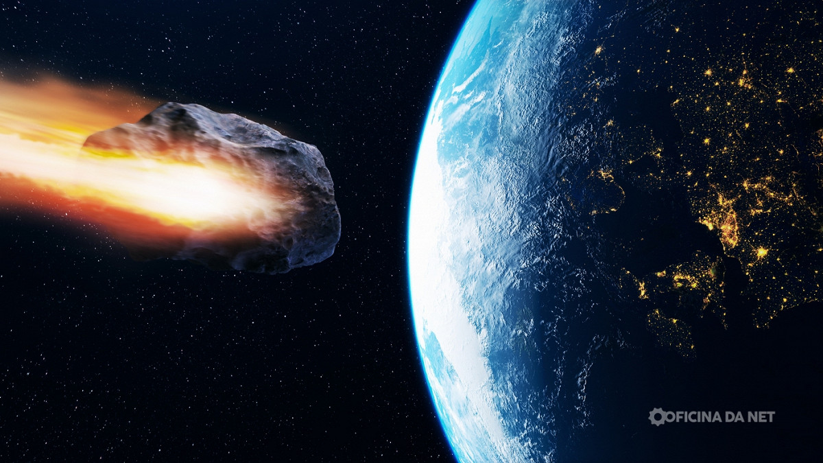 Aumentaram as chances do asteroide YR4 colidir com a Terra. Imagem: Oficina da Net