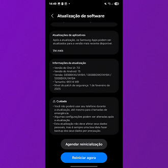 A atualização do Galaxy S25 Ultra