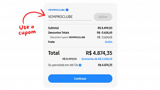 Galaxy S25 Plus com 42% de desconto usando o cupom VEMPROCLUBE. Imagem: Oficina da Net