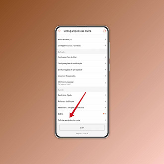 Passo 3 de: Como excluir sua conta da Shopee