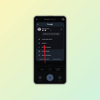 Passo 2 de: Como apagar o histórico do Google Tradutor (celular)