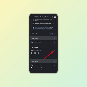 Passo 5 de: Como apagar o histórico do Google Tradutor (celular)