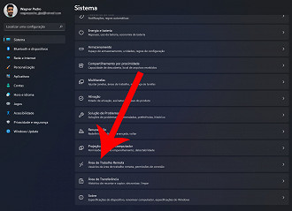 Passo 2 de: Como desativar a área de trabalho remota no Windows 11